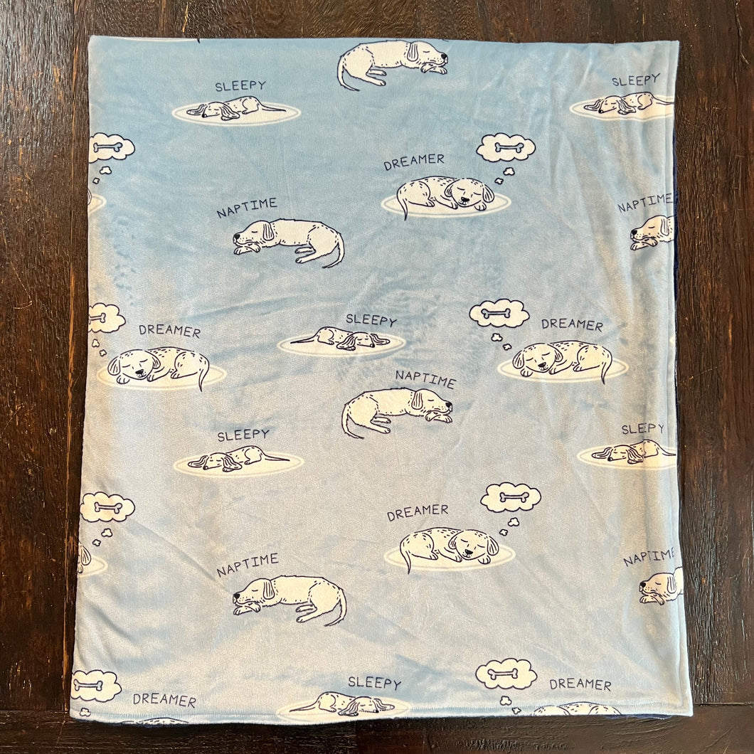 Sleepy Puppies Minky Toddler Blanket