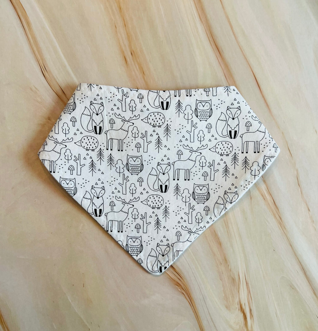 Woodland Black and White Bandana Bib